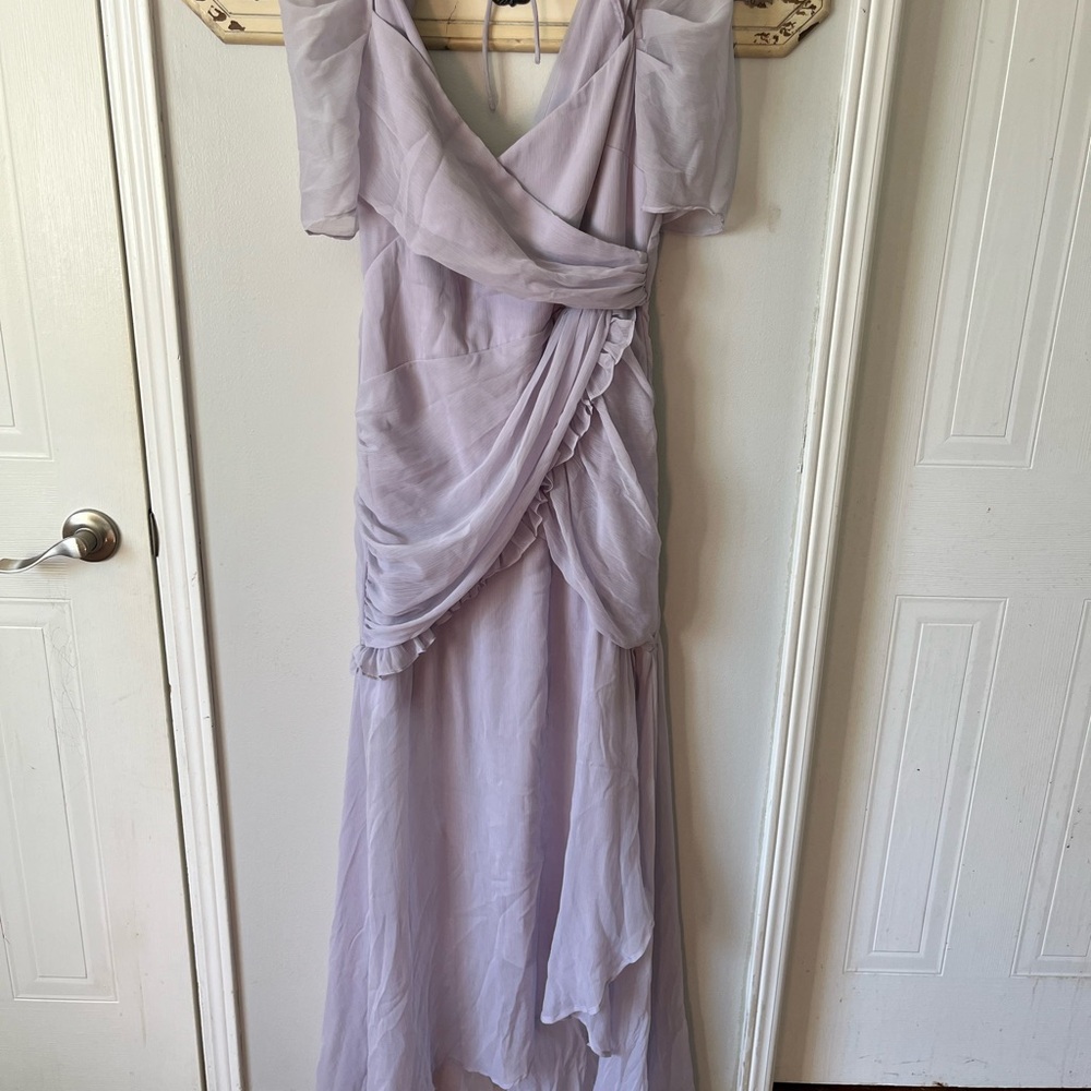 Size 6-8. Lavender Off-Shoulder Dress. Lipsy UK.